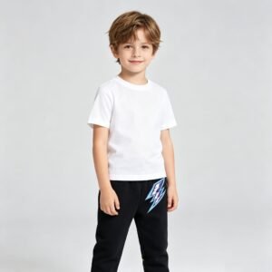 SENMAN REALM KIDS Baby Boys Gray Lightning Bolt French Terry Joggers (12M–24M) view 1