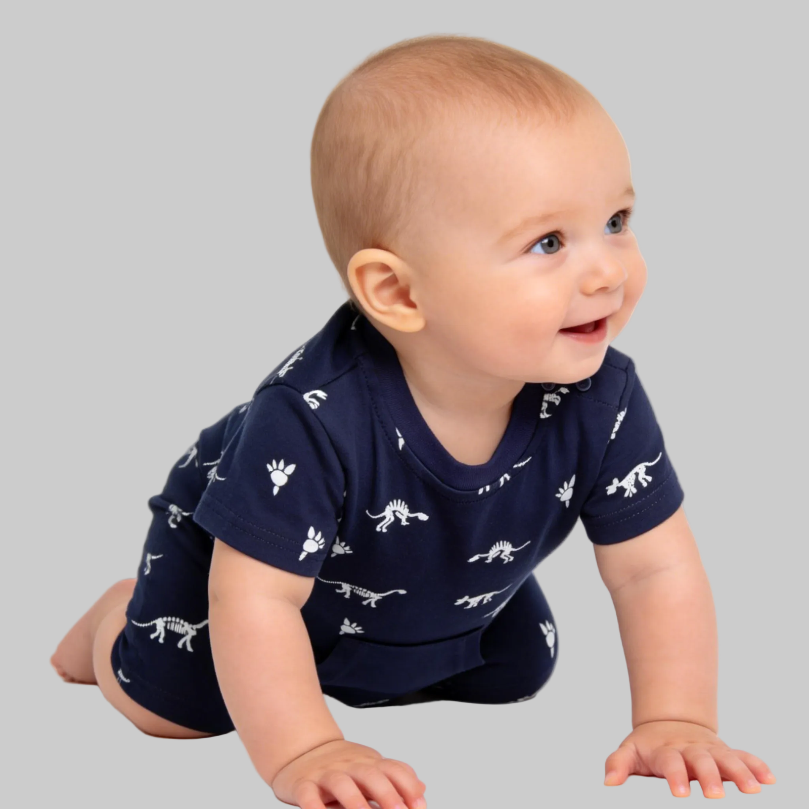 SENMAN REALM KIDS Baby Boys Navy Dinosaur Fossil Print Romper (0/3M–24M) view 1