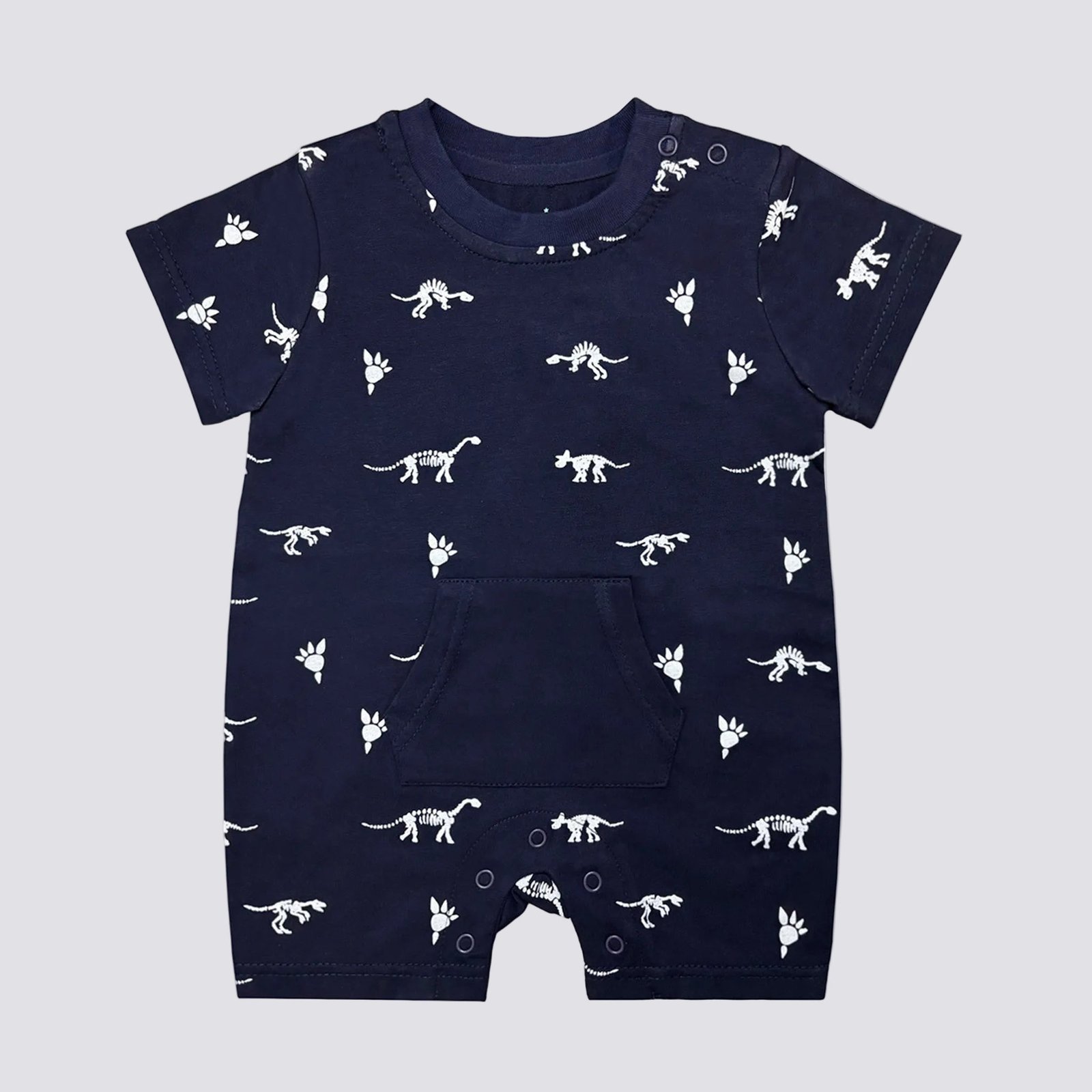 SENMAN REALM KIDS Baby Boys Navy Dinosaur Fossil Print Romper (0/3M–24M) view 3