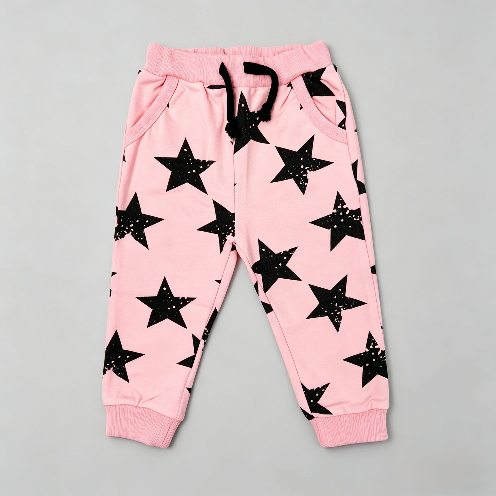 SENMAN REALM KIDS Baby Girls Pink Star Print Drawstring Joggers (6/9M–24M) view 3