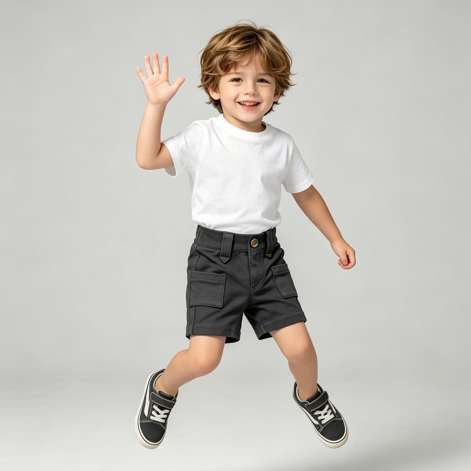 SENMAN REALM KIDS Boys Black Side Pocket Pull-On Shorts – Sibling Matching (3/6M–7) view 2