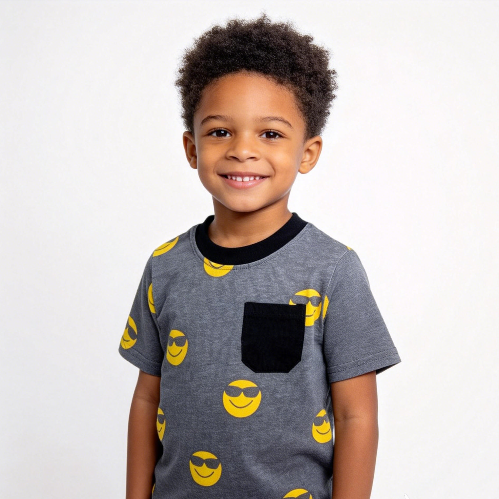 SENMAN REALM KIDS Boys Gray Sunglasses Smiley Pocket T-Shirt (12M–6Y) view 2