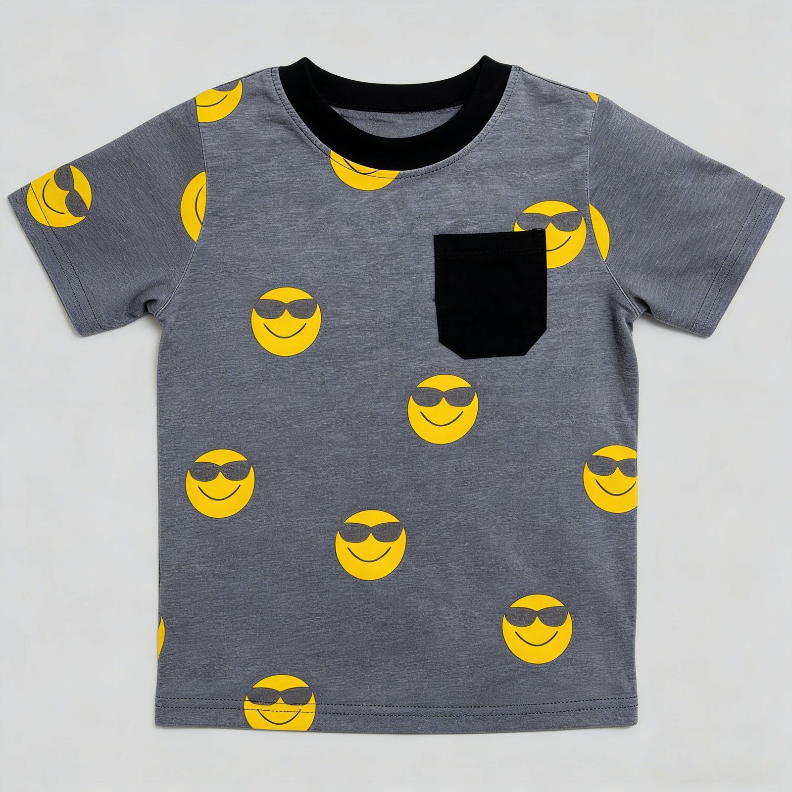 SENMAN REALM KIDS Boys Gray Sunglasses Smiley Pocket T-Shirt (12M–6Y) view 3