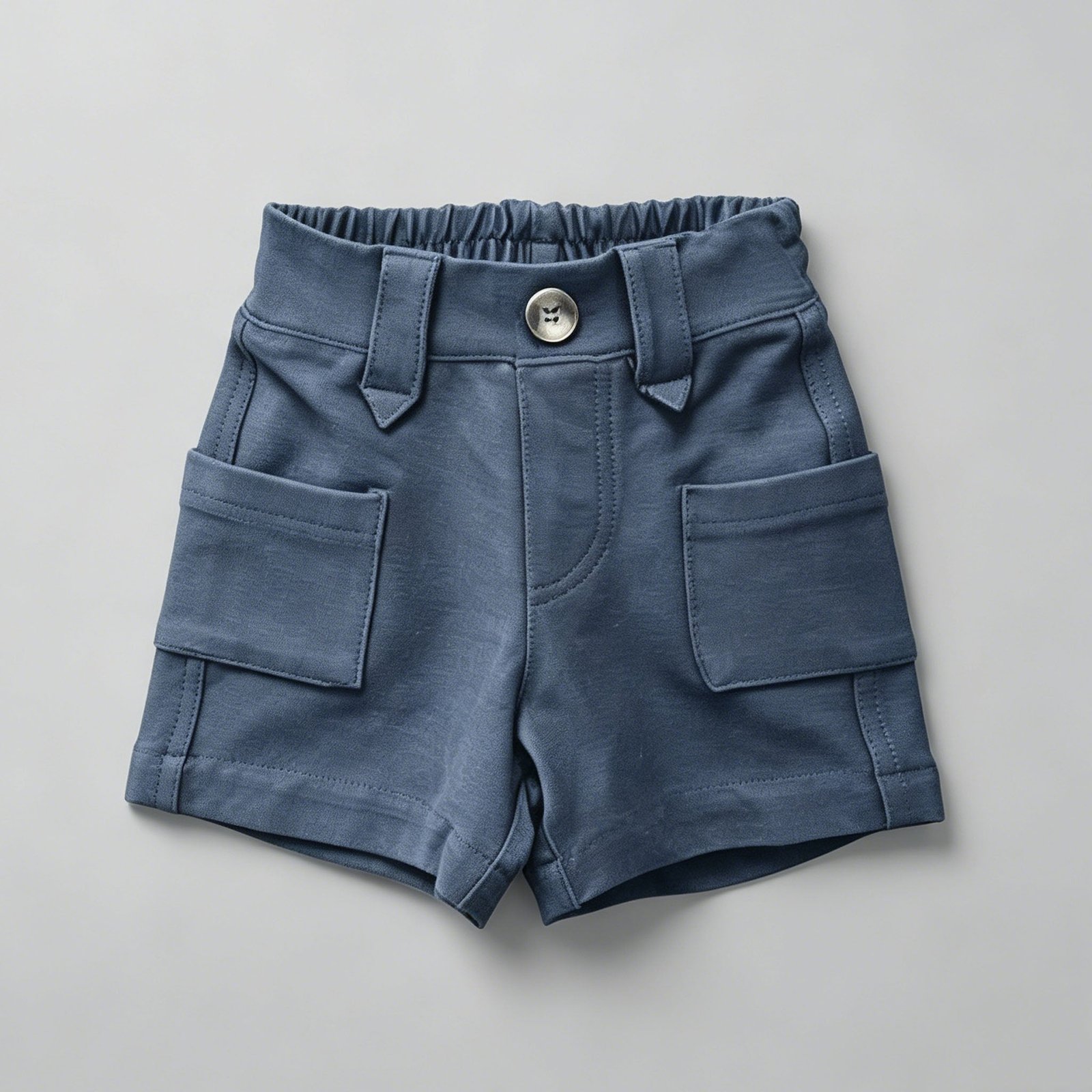 SENMAN REALM KIDS Boys Navy Button Detail Cargo Shorts – Sibling Matching (0/3M–7) view 3