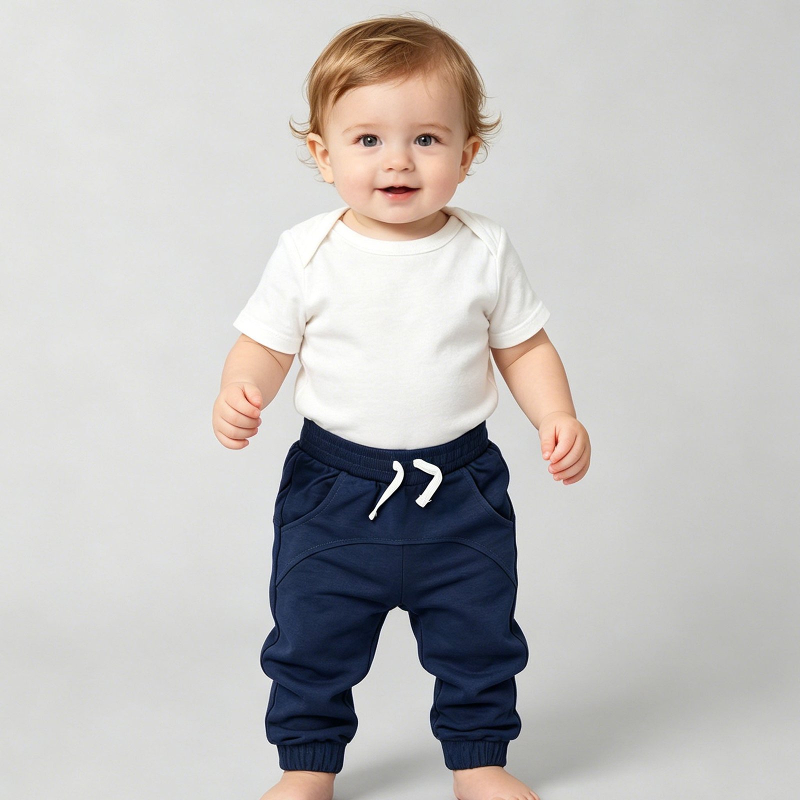 SENMAN REALM KIDS Boys Navy Ribbed Cuff Joggers (12M–24M) view 1