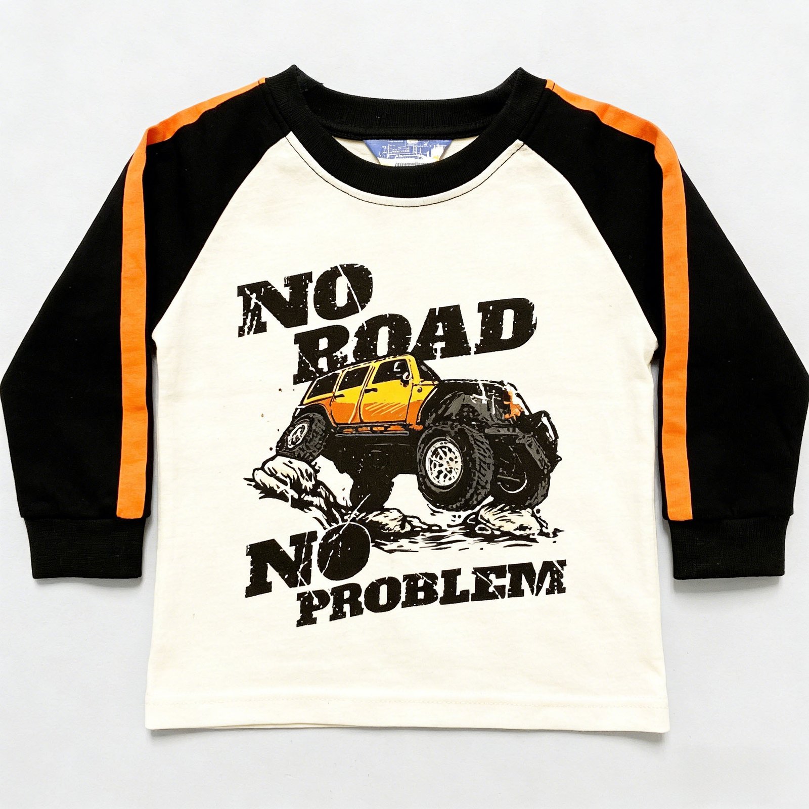 SENMAN REALM KIDS Boys White "No Road No Problem" Off-Road Truck Long Sleeve Shirt (2T–7) view 3
