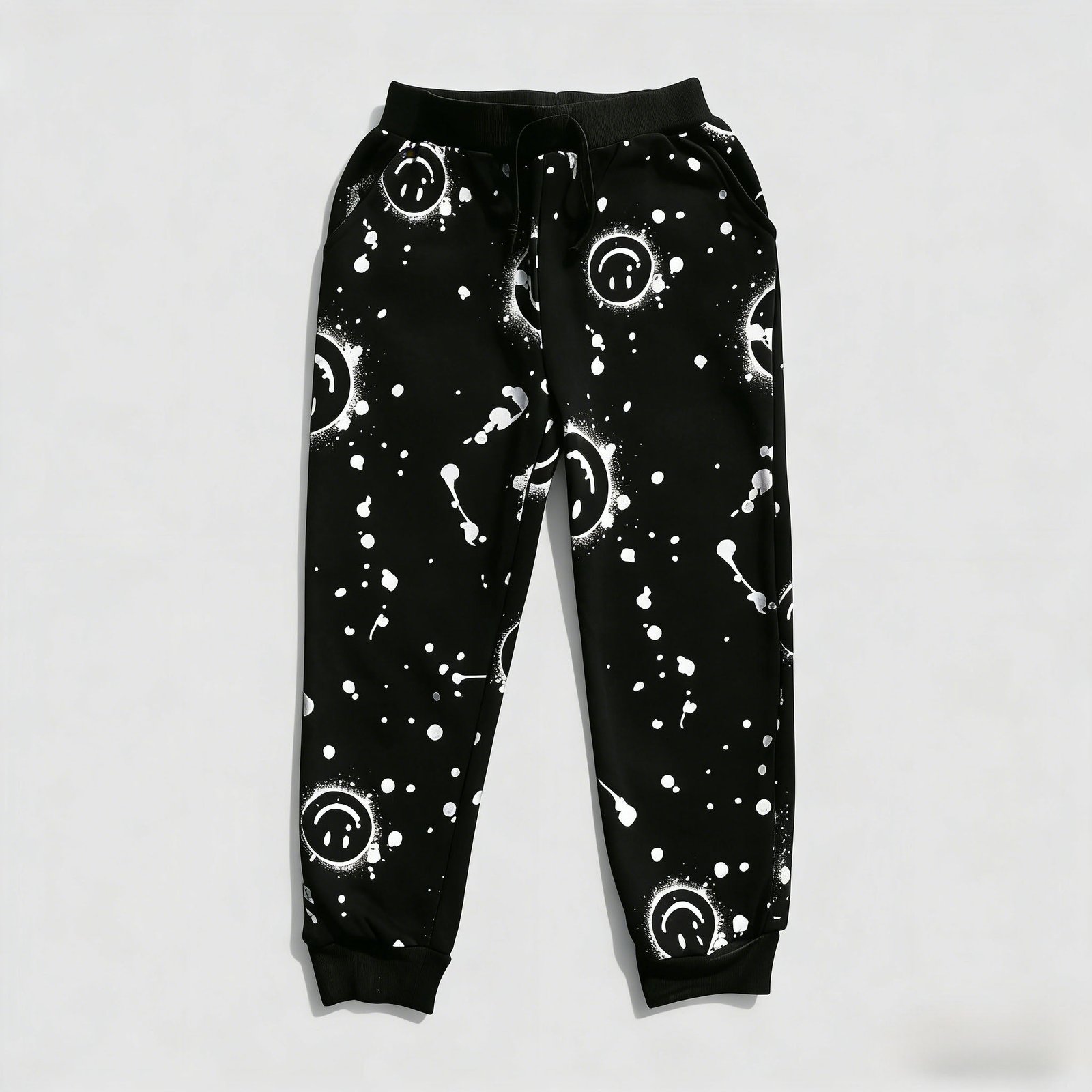SENMAN REALM KIDS Girls Black All-Over Smiley Sweatshirt & Jogger Set (2T–6X) view 5