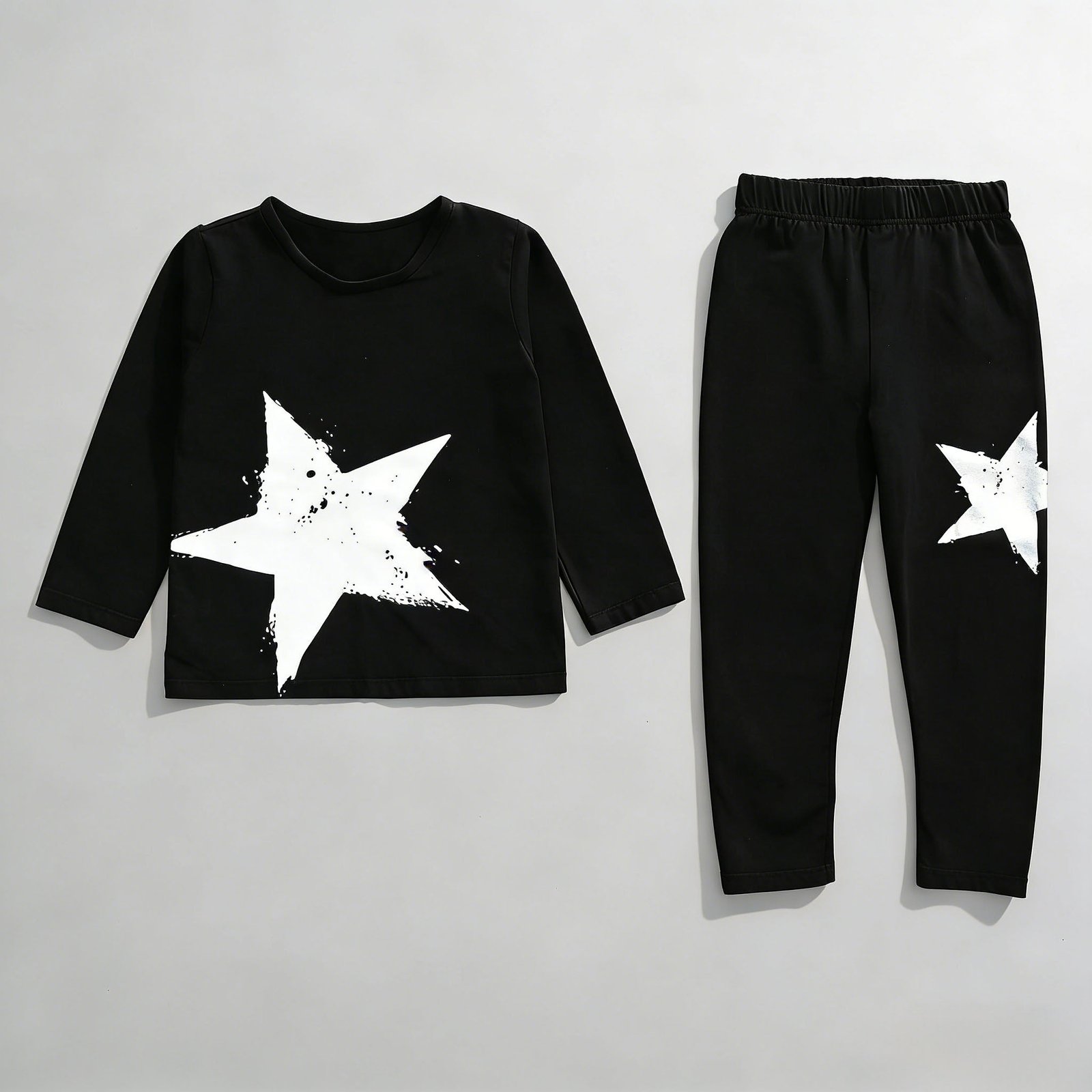 SENMAN REALM KIDS Girls Black Graffiti Star Tee & Leggings 2-Piece Set (2T–6X) view 3