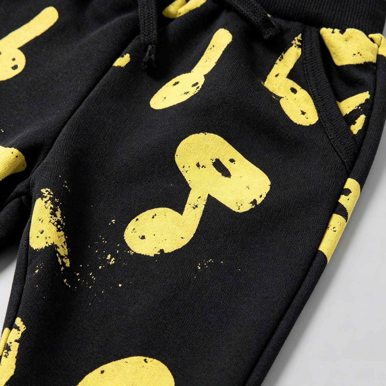 SENMAN REALM KIDS Girls Black & Yellow Music Note French Terry Joggers (2T–7) view 4