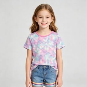 SENMAN REALM KIDS Girls Mermaid Scale Tie-Dye T-Shirt (2T–6X) view 1
