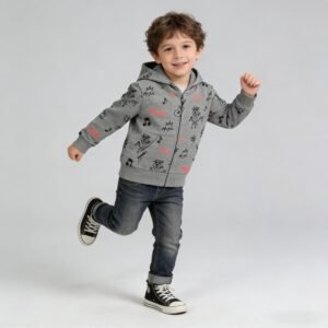 SENMAN REALM KIDS Kids Gray Guitar & Lightning Bolt French Terry Hoodie (2T–7) view 1