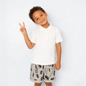 SENMAN REALM KIDS Kids Gray Lightning Bolt All-Over Print Shorts (12M–7Y) view 1