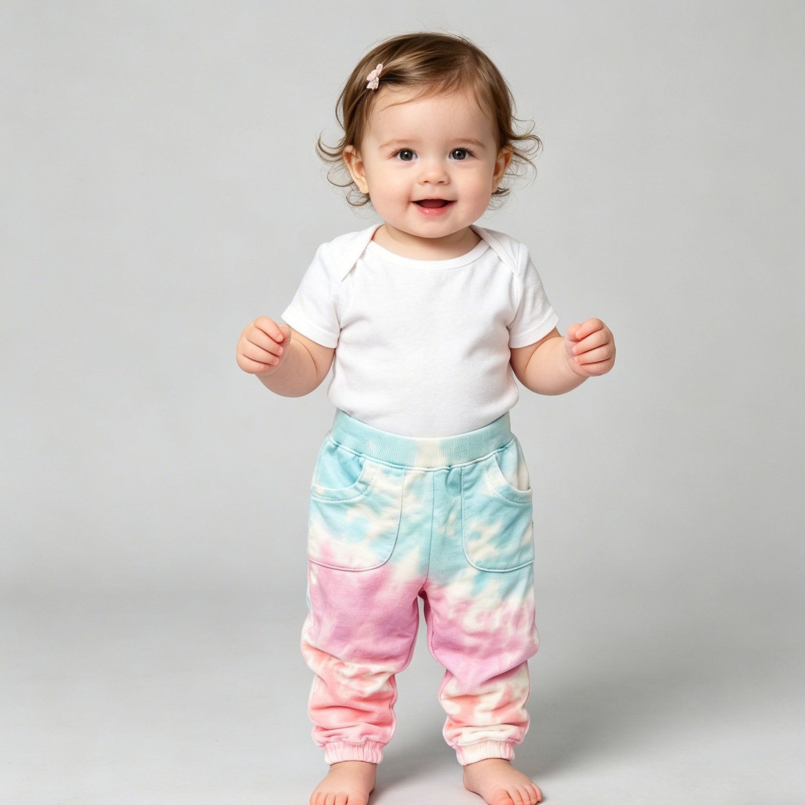 SENMAN REALM KIDS Kids Pink Pastel Tie-Dye Fleece Joggers (3/6M–24M) view 1