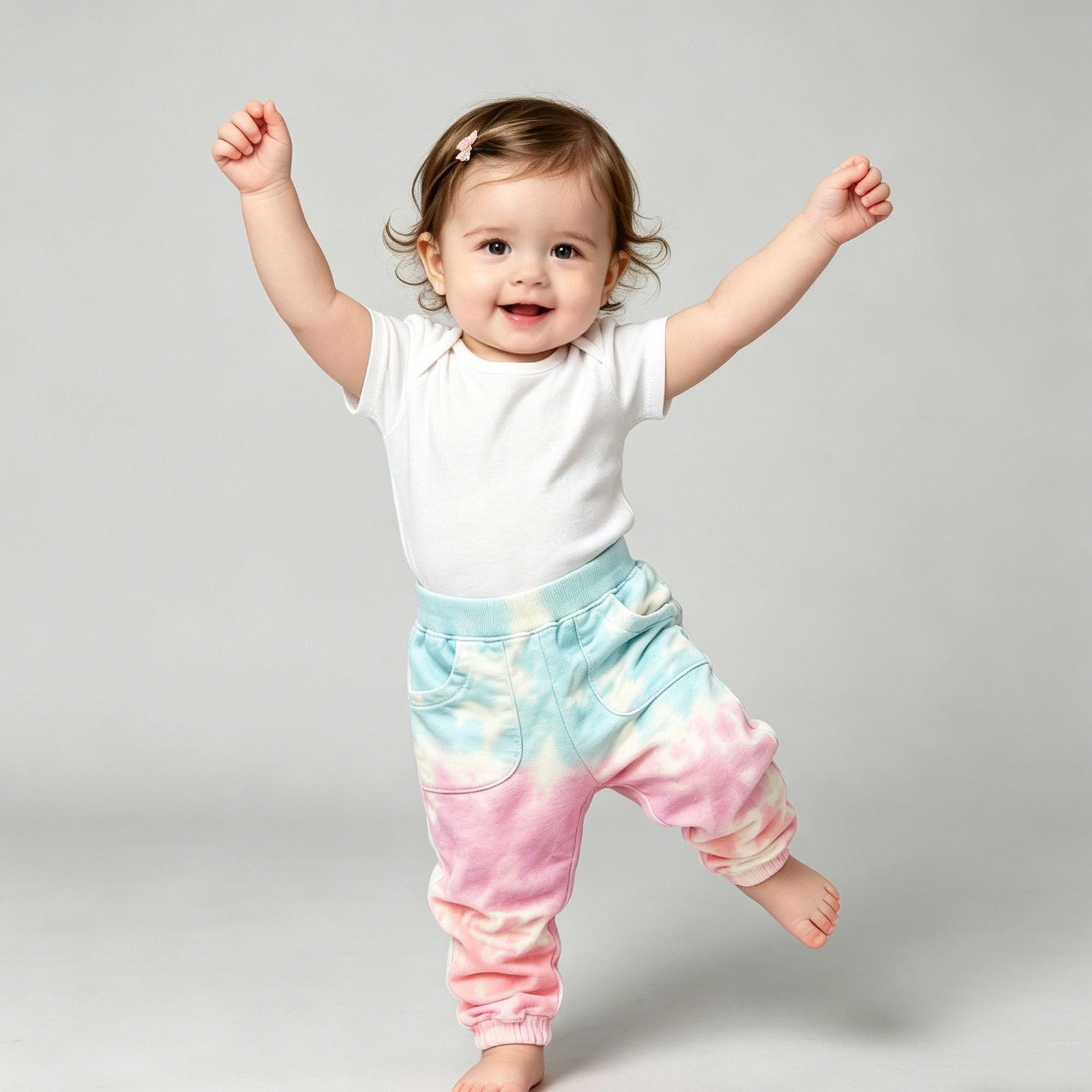 SENMAN REALM KIDS Kids Pink Pastel Tie-Dye Fleece Joggers (3/6M–24M) view 2
