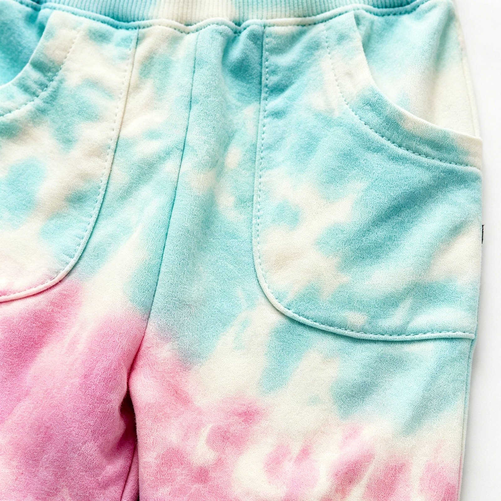 SENMAN REALM KIDS Kids Pink Pastel Tie-Dye Fleece Joggers (3/6M–24M) view 4